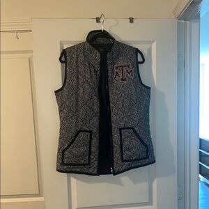 Gray and Black Sleeveless Vest with Embroidered Logo